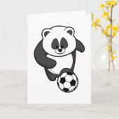 Panda als Fußballspieler bei Fußball Karte (Gelbe Blume)
