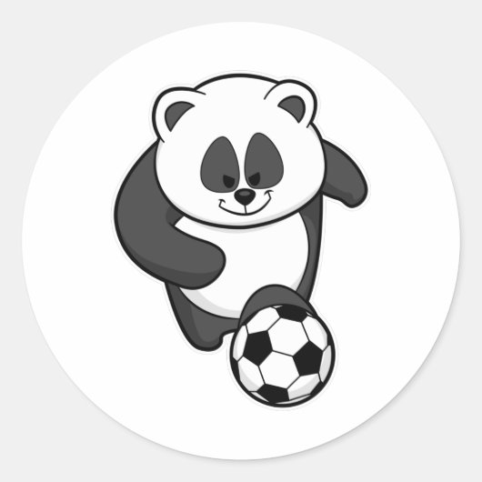 Panda als Fußballspieler bei Fußball Runder Aufkleber (Vorderseite)