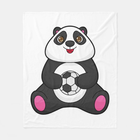 Panda als Fußballspieler mit Fußball Fleecedecke (Vorderseite)