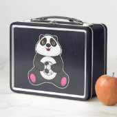 Panda als Fußballspieler mit Fußball Metall Brotdose (Beispiel)