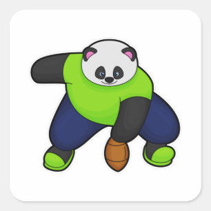 Panda als Fußballspieler mit Fußball Quadratischer Aufkleber