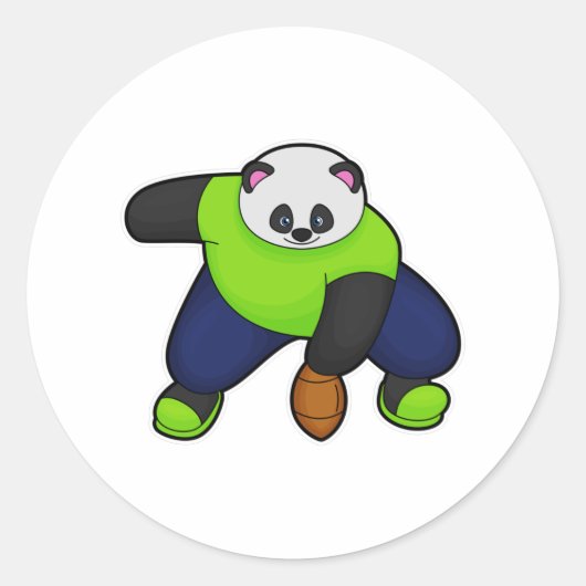 Panda als Fußballspieler mit Fußball Runder Aufkleber (Vorderseite)