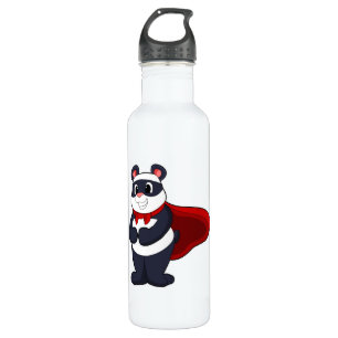 Panda als Held mit Mask & Cape Edelstahlflasche