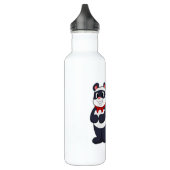 Panda als Held mit Mask & Cape Edelstahlflasche (Links)
