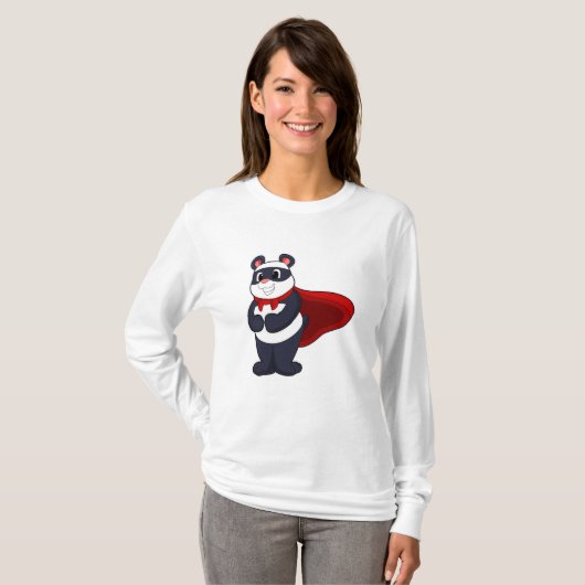 Panda als Held mit Mask & Cape T-Shirt (Vorne ganz)