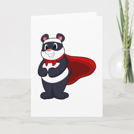 Panda als Held mit Maske und Cape Karte (Vorderseite)