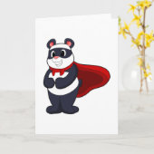 Panda als Held mit Maske und Cape Karte (Gelbe Blume)