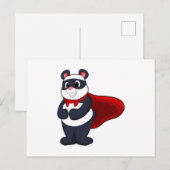 Panda als Held mit Maske und Cape Postkarte (Vorne/Hinten)