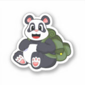 Panda als Hiker mit Rucksack Aufkleber (Vorderseite)