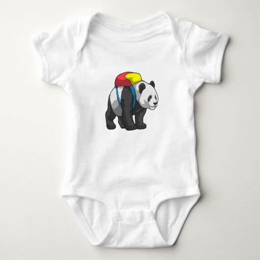 Panda als Hiker mit Rucksack Baby Strampler (Vorderseite)