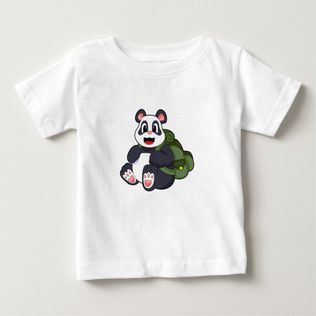 Panda als Hiker mit Rucksack Baby T-shirt (Vorderseite)