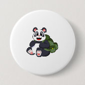 Panda als Hiker mit Rucksack Button (Vorderseite)