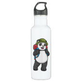 Panda als Hiker mit Rucksack Edelstahlflasche (Vorderseite)