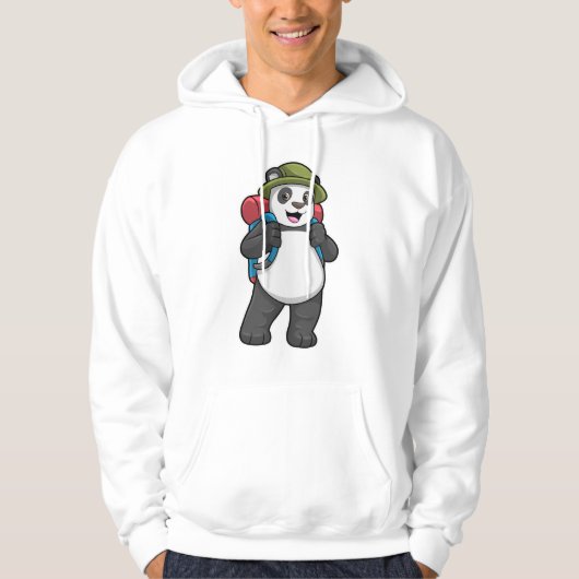 Panda als Hiker mit Rucksack Hoodie (Vorderseite)