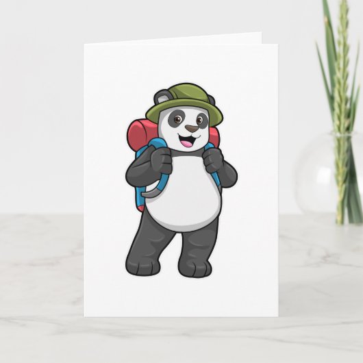 Panda als Hiker mit Rucksack Karte (Vorderseite)