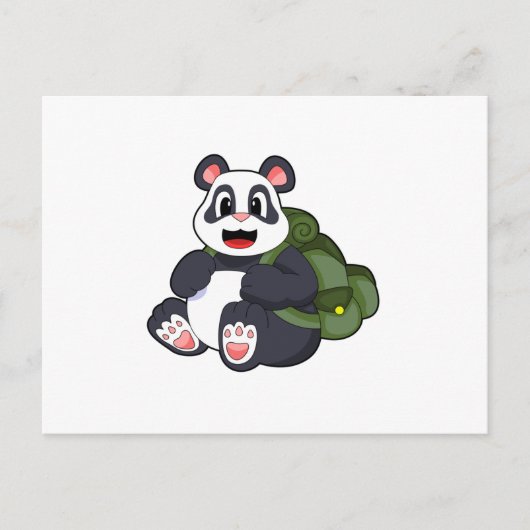 Panda als Hiker mit Rucksack Postkarte (Vorderseite)