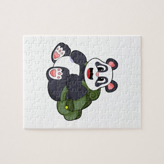 Panda als Hiker mit Rucksack Puzzle (Horizontal)