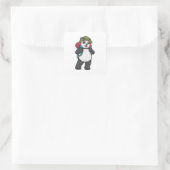 Panda als Hiker mit Rucksack Quadratischer Aufkleber (Tasche)