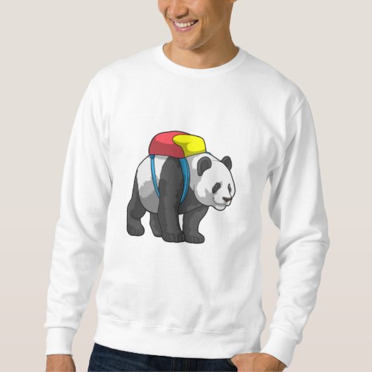 Panda als Hiker mit Rucksack Sweatshirt (Vorderseite)