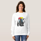 Panda als Hiker mit Rucksack Sweatshirt (Vorne ganz)