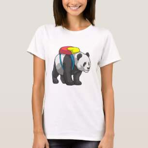 Panda als Hiker mit Rucksack T-Shirt