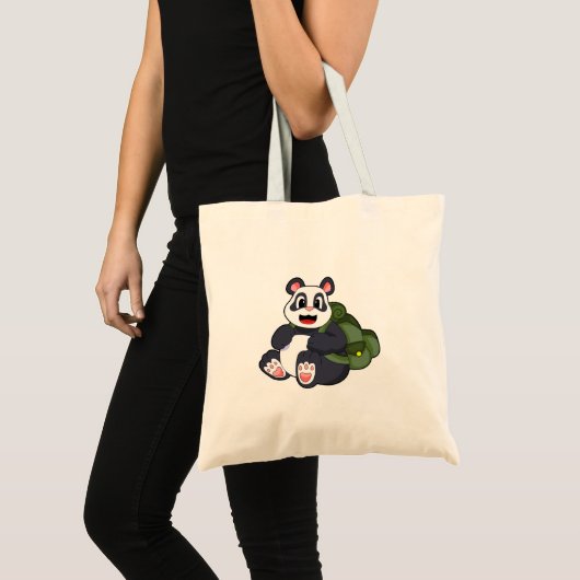 Panda als Hiker mit Rucksack Tragetasche (Vorderseite (Produkt))