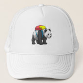 Panda als Hiker mit Rucksack Truckerkappe (Vorderseite)