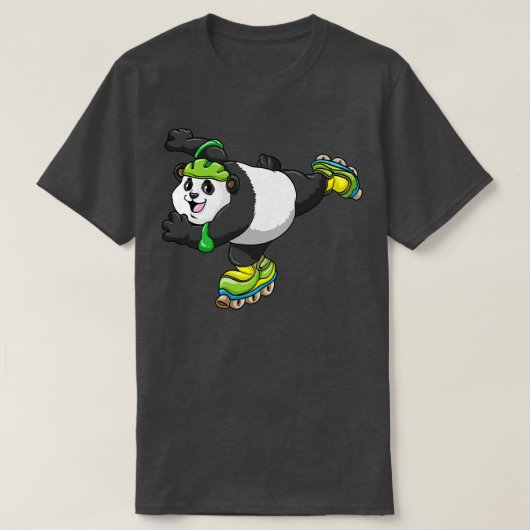 Panda als Inline-Skater mit Inline-Skaten und Helm T-Shirt (Design vorne)
