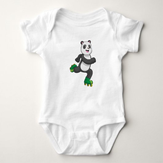 Panda als Inline-Skater mit Roller-Skaten Baby Strampler (Vorderseite)