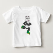 Panda als Inline-Skater mit Roller-Skaten Baby T-shirt (Vorderseite)