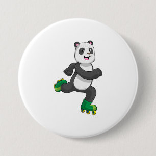 Panda als Inline-Skater mit Roller-Skaten Button