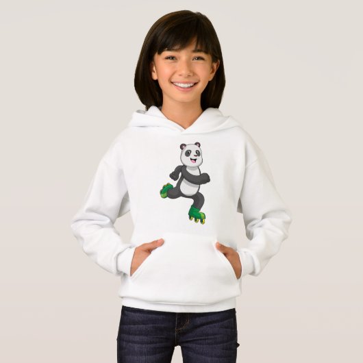 Panda als Inline-Skater mit Roller-Skaten Hoodie (Vorne ganz)