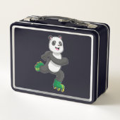 Panda als Inline-Skater mit Roller-Skaten Metall Brotdose (Rückseite)