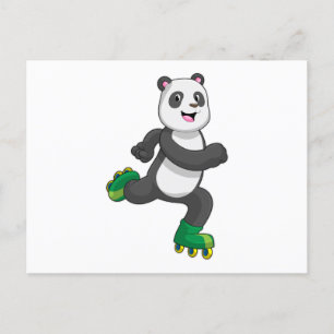 Panda als Inline-Skater mit Roller-Skaten Postkarte