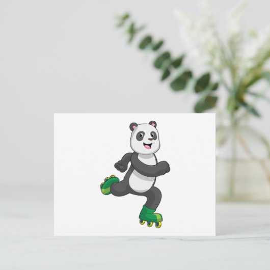 Panda als Inline-Skater mit Roller-Skaten Postkarte (Stehend Vorderseite)