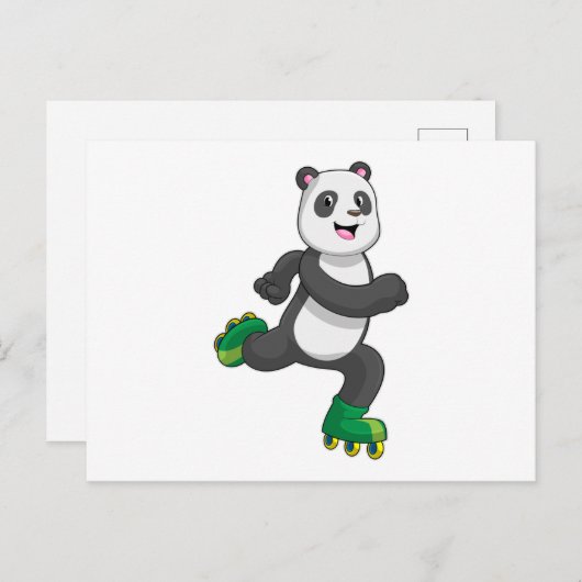 Panda als Inline-Skater mit Roller-Skaten Postkarte (Vorne/Hinten)