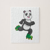 Panda als Inline-Skater mit Roller-Skaten Puzzle (Vertikal)