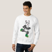 Panda als Inline-Skater mit Roller-Skaten Sweatshirt (Vorne ganz)