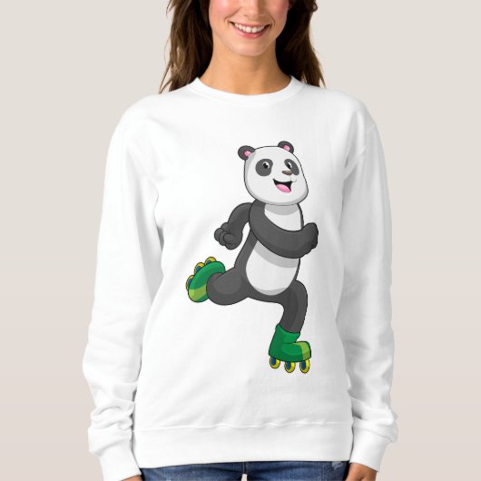 Panda als Inline-Skater mit Roller-Skaten Sweatshirt (Vorderseite)
