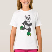 Panda als Inline-Skater mit Roller-Skaten T-Shirt (Vorderseite)