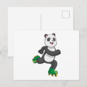 Panda als Inline-Skater mit Rollschuhen Postkarte (Vorne/Hinten)