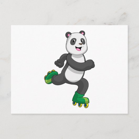Panda als Inline-Skater mit Rollschuhen Postkarte (Vorderseite)