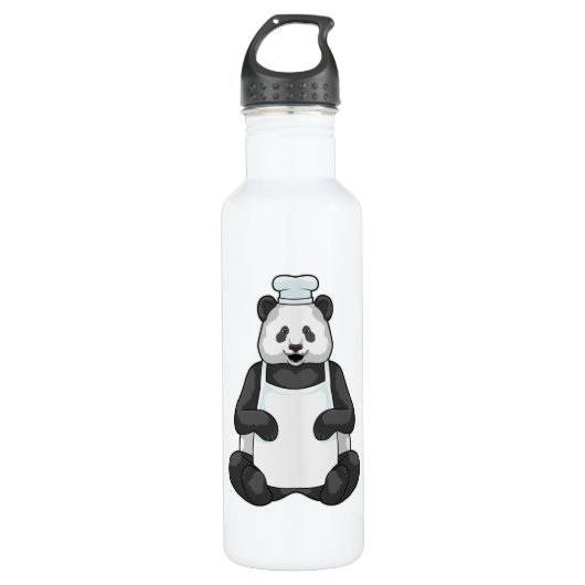 Panda als Koch mit Kochmütze Edelstahlflasche (Vorderseite)