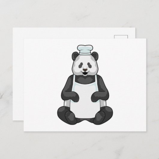 Panda als Koch mit Kochmütze Postkarte (Vorne/Hinten)