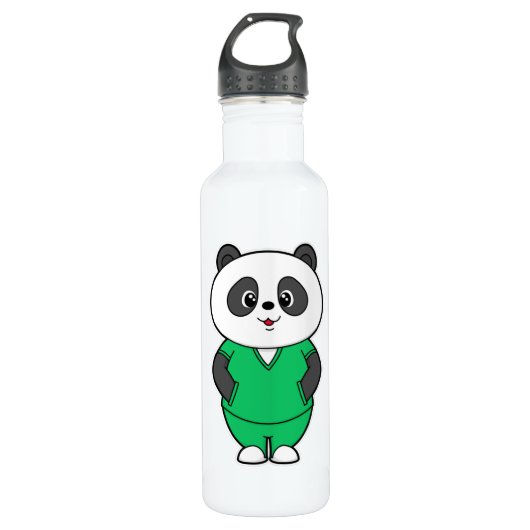 Panda als Krankenschwester mit Smock Edelstahlflasche (Vorderseite)