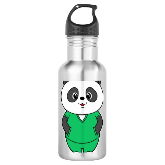Panda als Krankenschwester mit Smock Edelstahlflasche (Vorderseite)