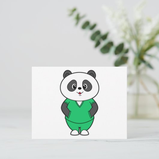 Panda als Krankenschwester mit Smock Postkarte (Stehend Vorderseite)
