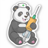 Panda als Krankenschwester mit Spritze Aufkleber (Vorderseite)