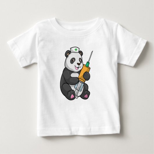 Panda als Krankenschwester mit Spritze Baby T-shirt (Vorderseite)