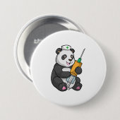 Panda als Krankenschwester mit Spritze Button (Vorne & Hinten)